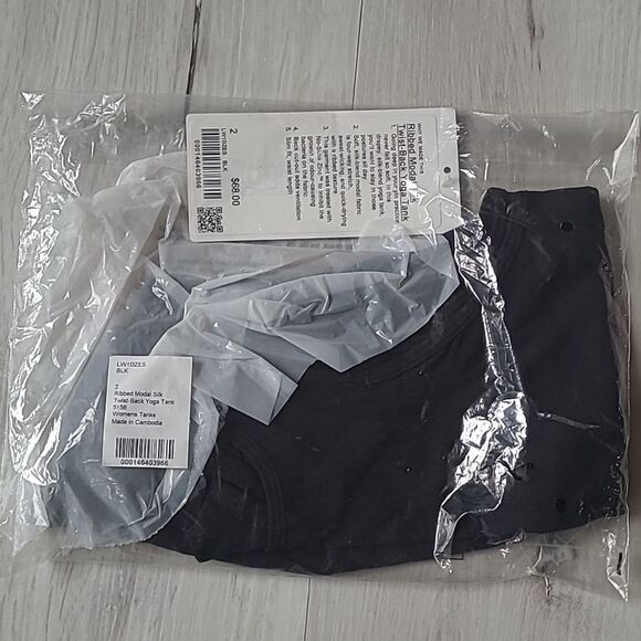 Lululemon Ribbed Modal Silk Twist-Back Yoga Tank TopBlack Size 2 NWT in packagin - Picture 6 of 9